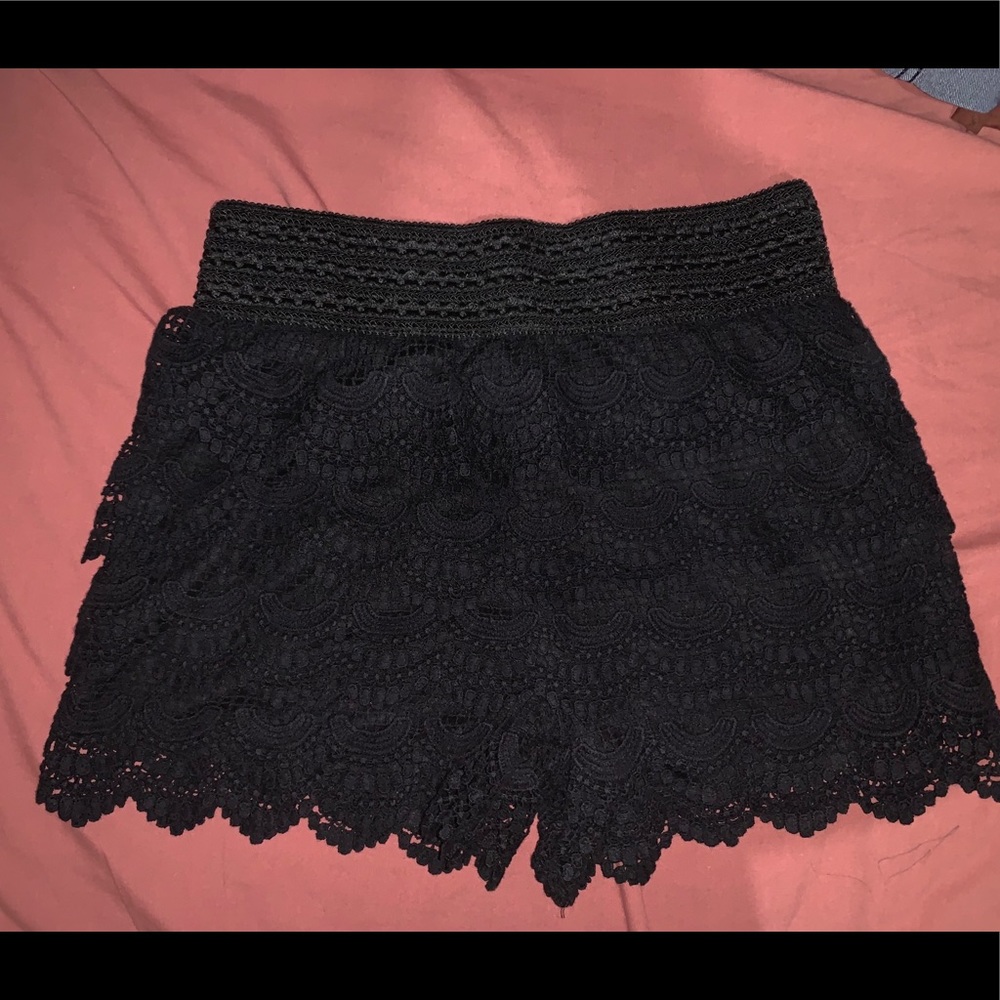 Black crochet shorts